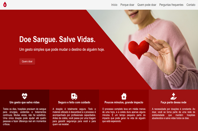 Landing Page: Doe Sangue, salve vidas.